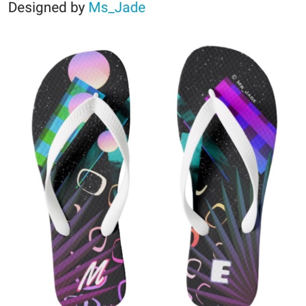 Personalized Bright Tropical Abstract Flip Flops